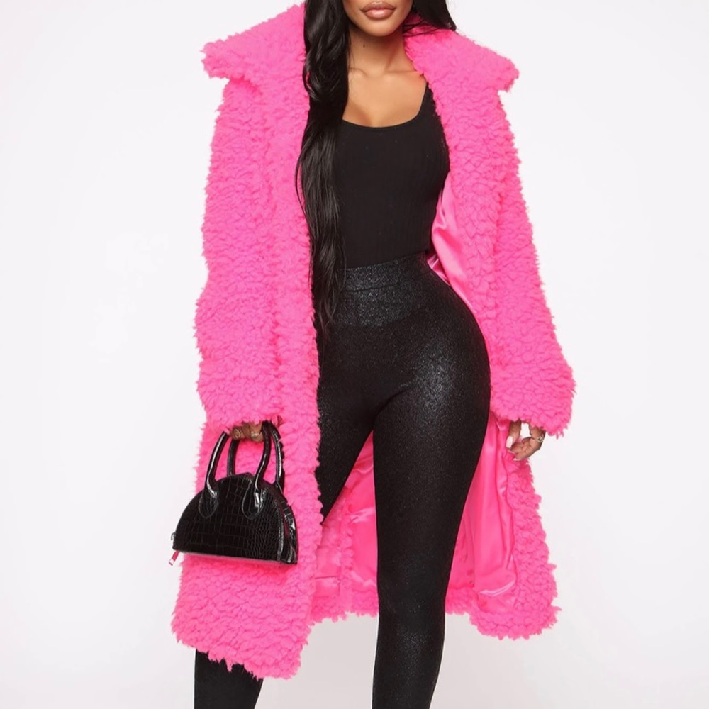 Fashion Nova Pink Fuzzy Fur Coat - NWT
